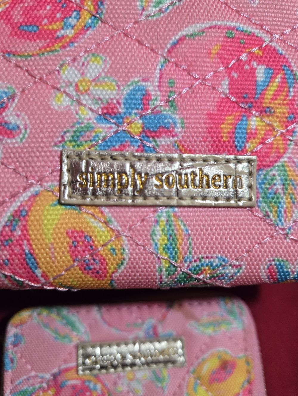Simply Southern 2pc Bright Pink Fruit Print Wallet & Card Case Set NWOT - Picture 2 of 6